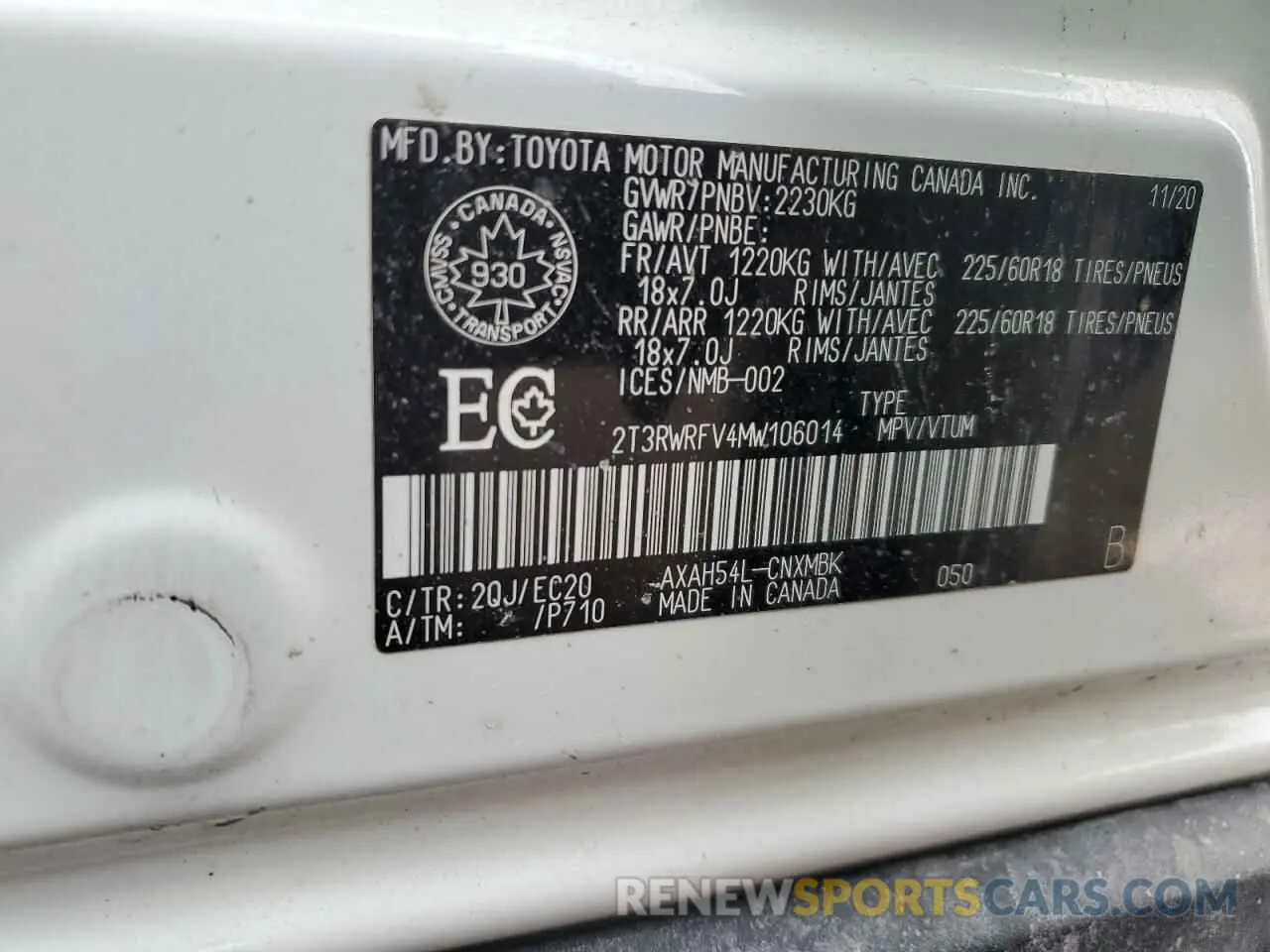 14 Photograph of a damaged car 2T3RWRFV4MW106014 TOYOTA RAV4 2021