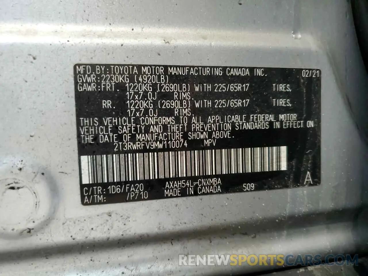 14 Photograph of a damaged car 2T3RWRFV9MW110074 TOYOTA RAV4 2021