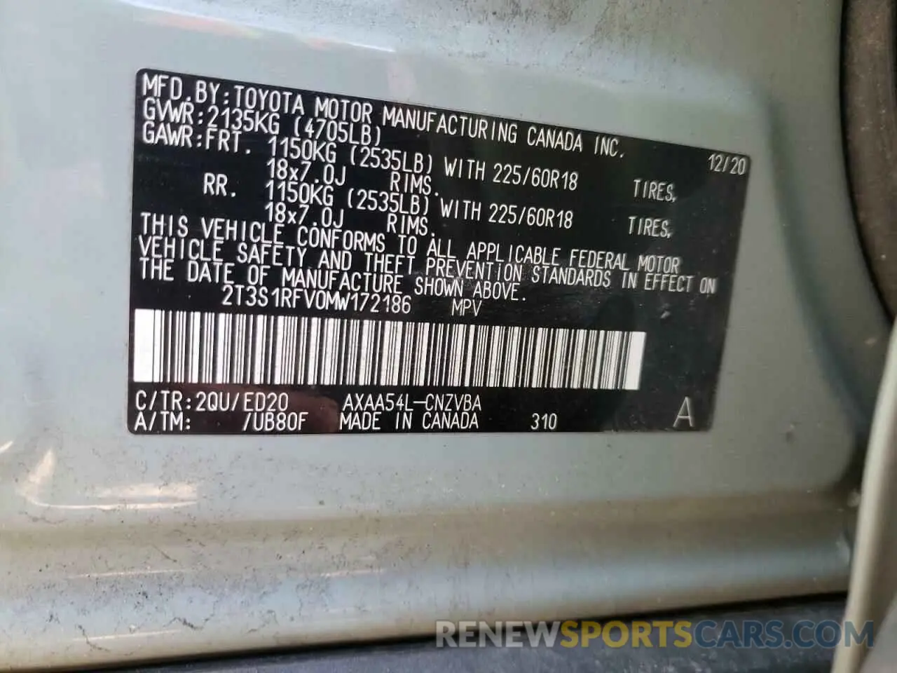 13 Photograph of a damaged car 2T3S1RFV0MW172186 TOYOTA RAV4 2021