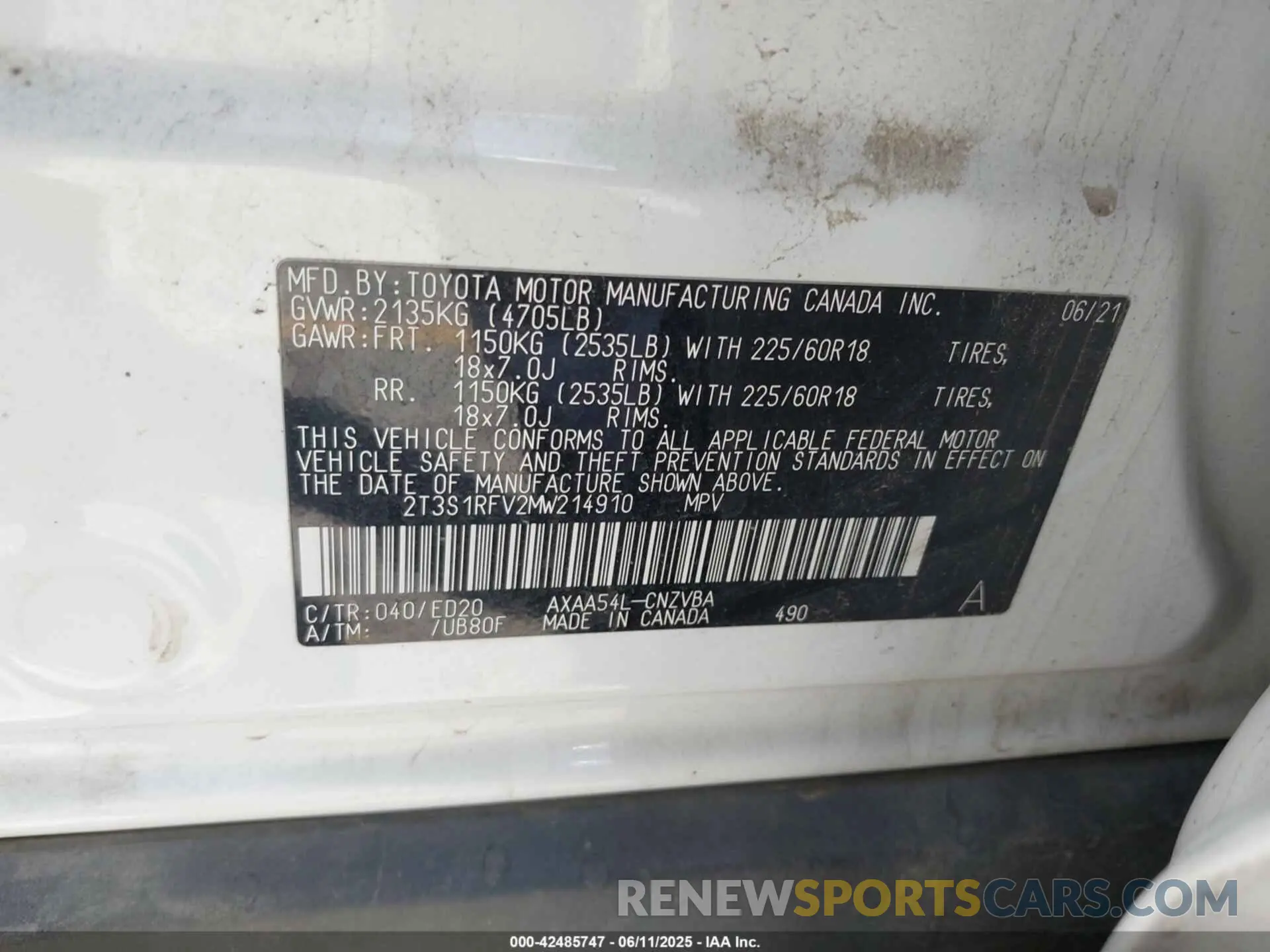 9 Photograph of a damaged car 2T3S1RFV2MW214910 TOYOTA RAV4 2021