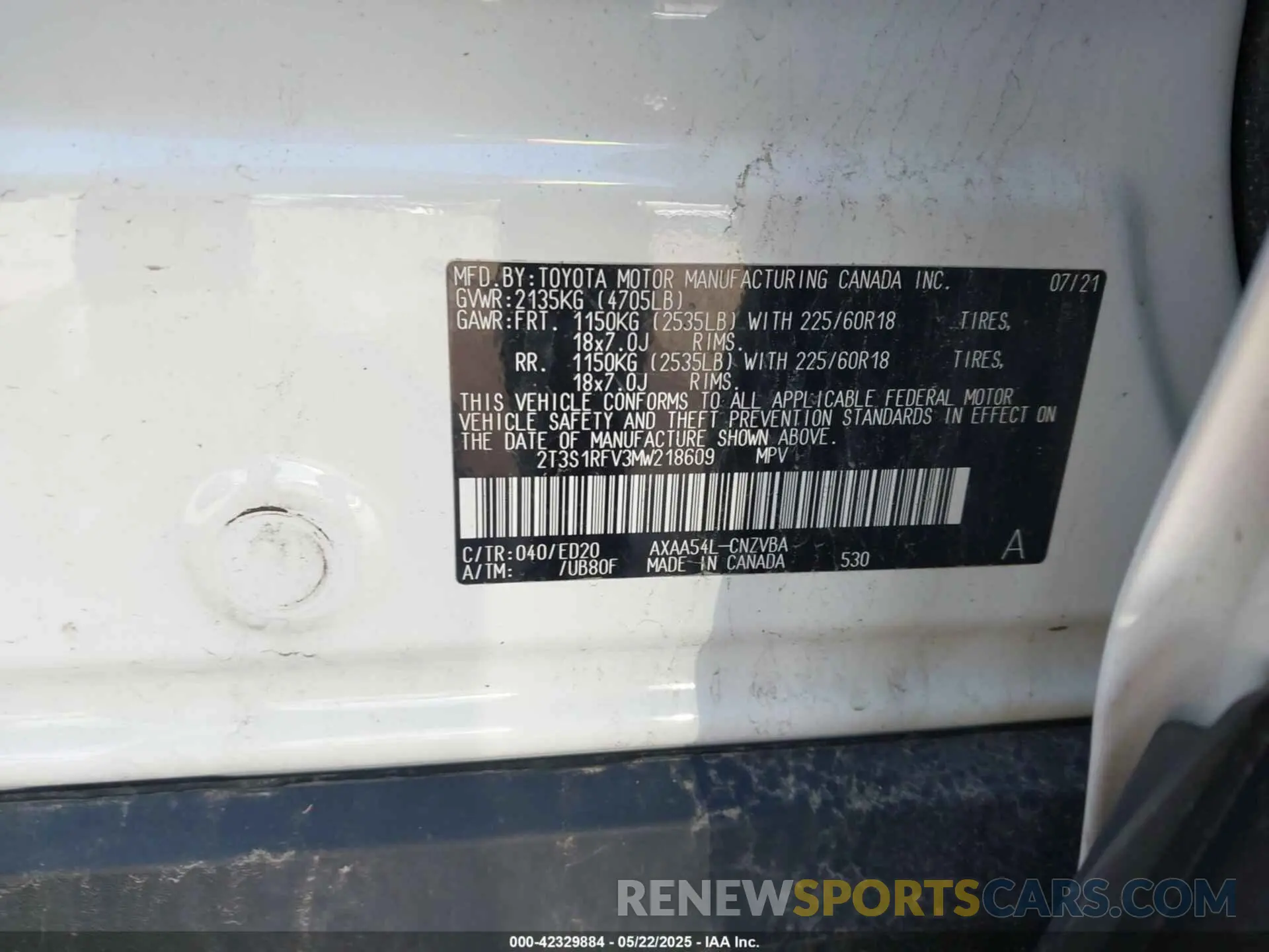 9 Photograph of a damaged car 2T3S1RFV3MW218609 TOYOTA RAV4 2021
