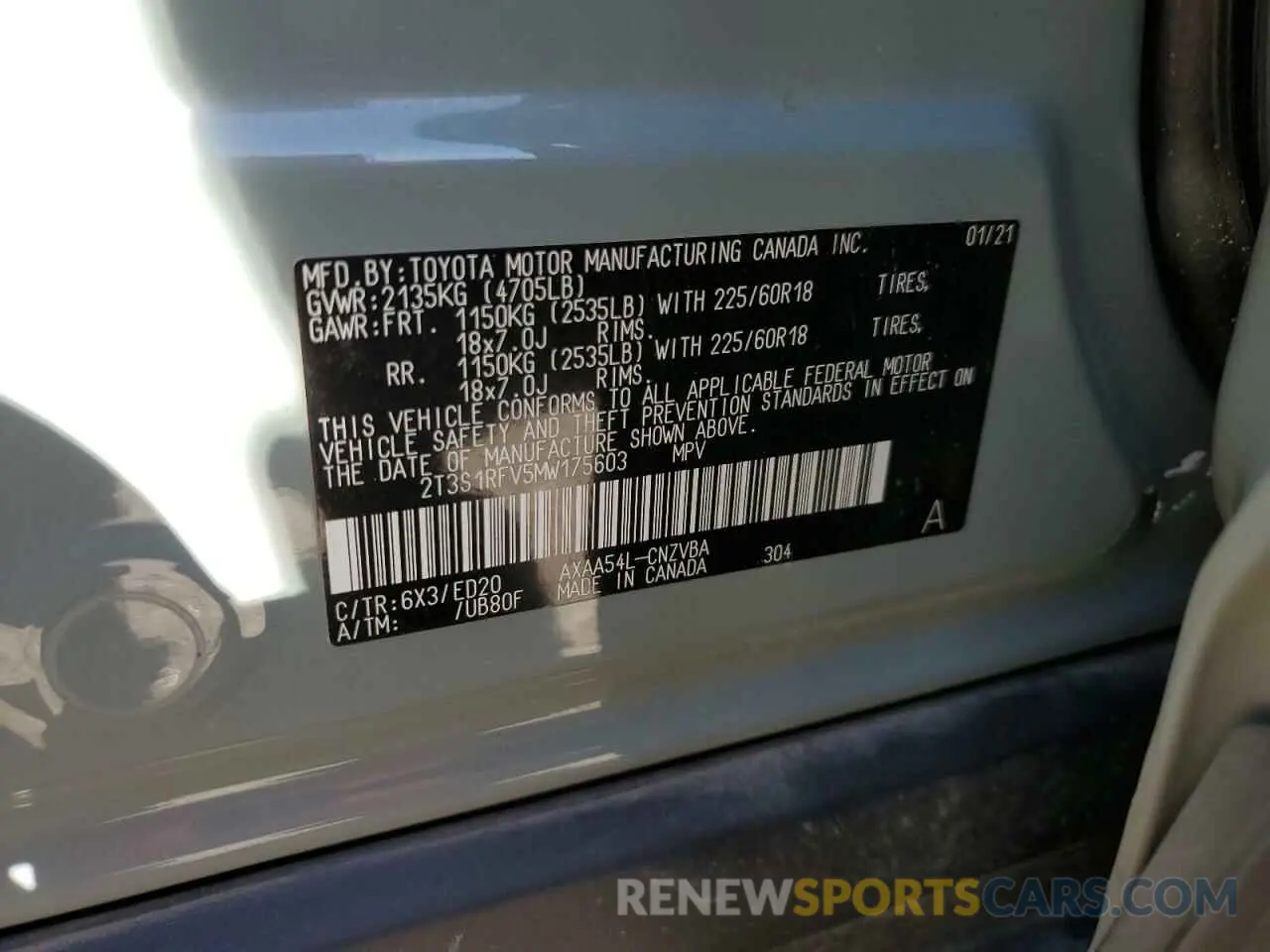 12 Photograph of a damaged car 2T3S1RFV5MW175603 TOYOTA RAV4 2021