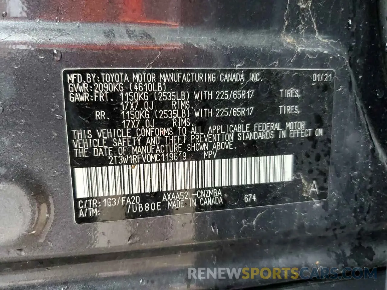 14 Photograph of a damaged car 2T3W1RFV0MC119619 TOYOTA RAV4 2021