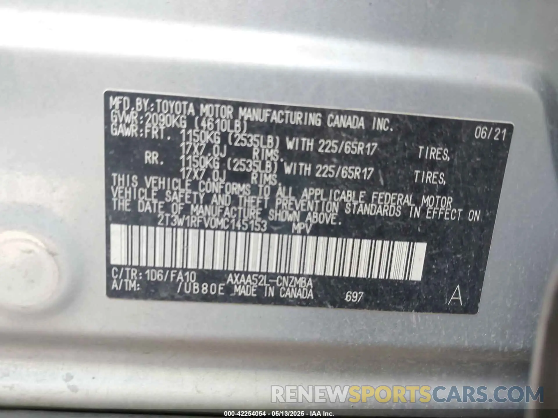 9 Photograph of a damaged car 2T3W1RFV0MC145153 TOYOTA RAV4 2021