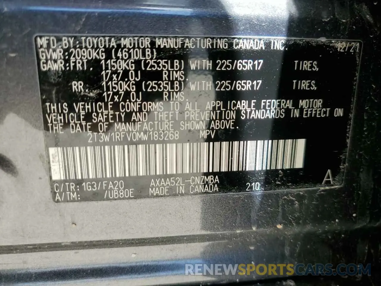 15 Photograph of a damaged car 2T3W1RFV0MW183268 TOYOTA RAV4 2021