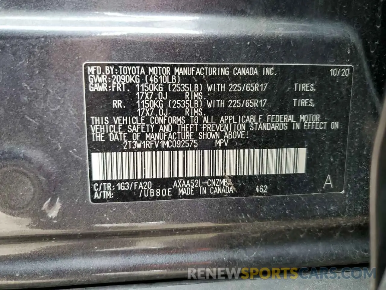 13 Photograph of a damaged car 2T3W1RFV1MC092575 TOYOTA RAV4 2021