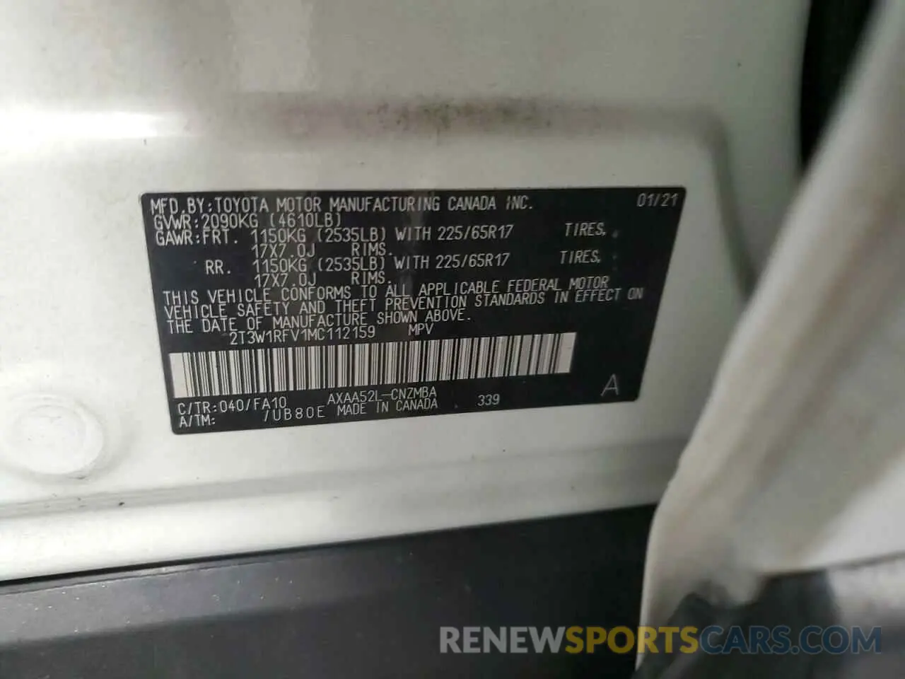 13 Photograph of a damaged car 2T3W1RFV1MC112159 TOYOTA RAV4 2021