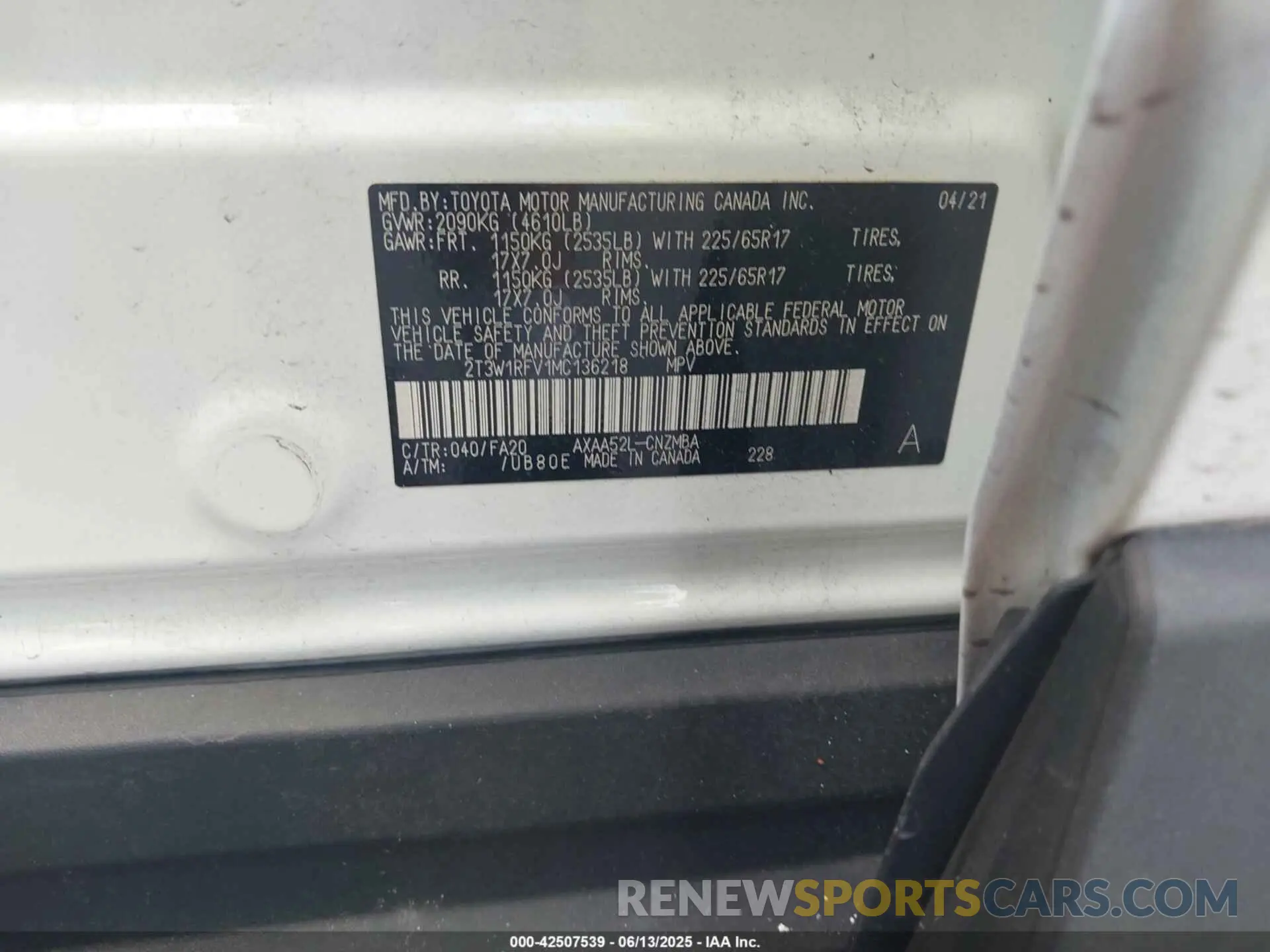 9 Photograph of a damaged car 2T3W1RFV1MC136218 TOYOTA RAV4 2021