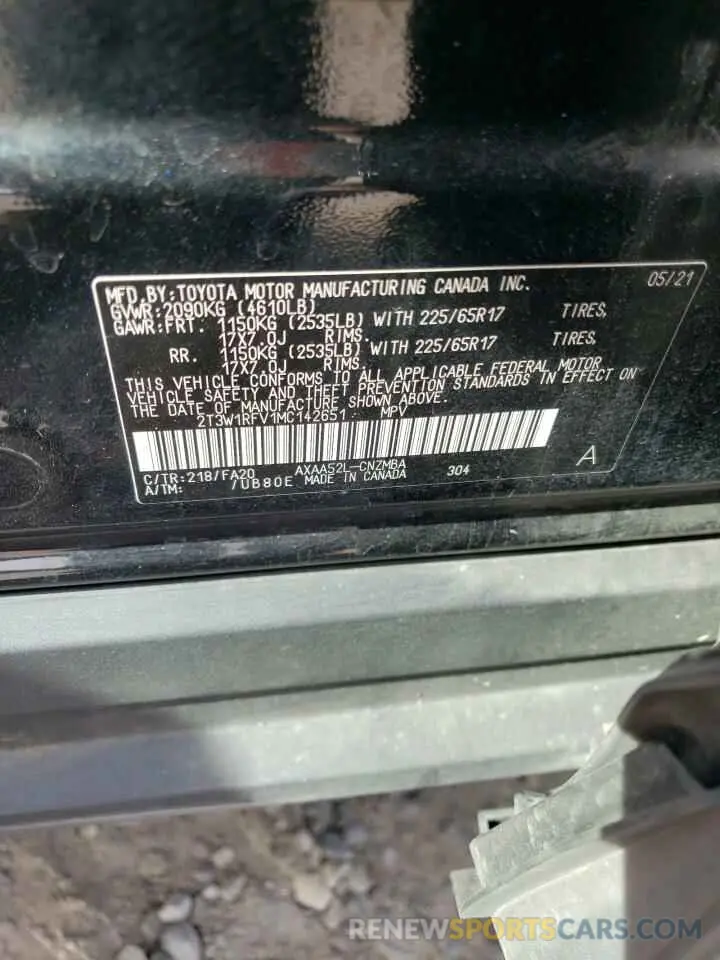 13 Photograph of a damaged car 2T3W1RFV1MC142651 TOYOTA RAV4 2021
