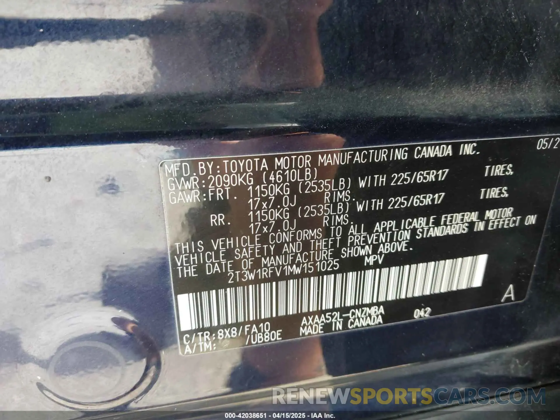 9 Photograph of a damaged car 2T3W1RFV1MW151025 TOYOTA RAV4 2021