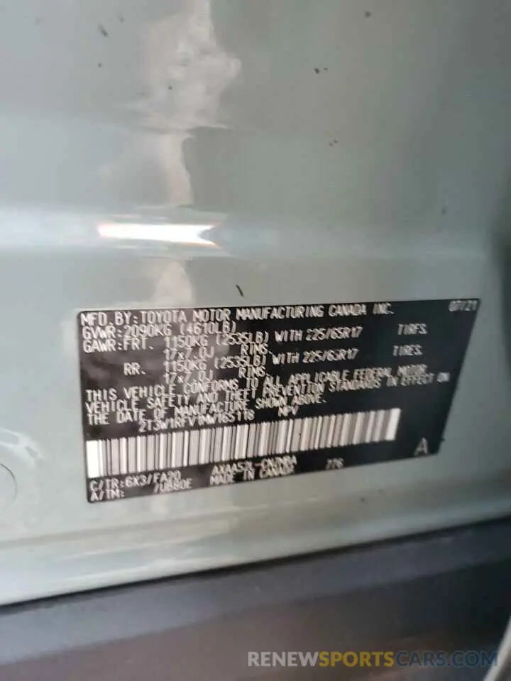 13 Photograph of a damaged car 2T3W1RFV1MW165118 TOYOTA RAV4 2021