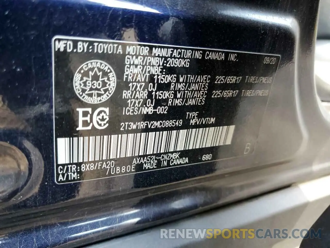 14 Photograph of a damaged car 2T3W1RFV2MC088549 TOYOTA RAV4 2021