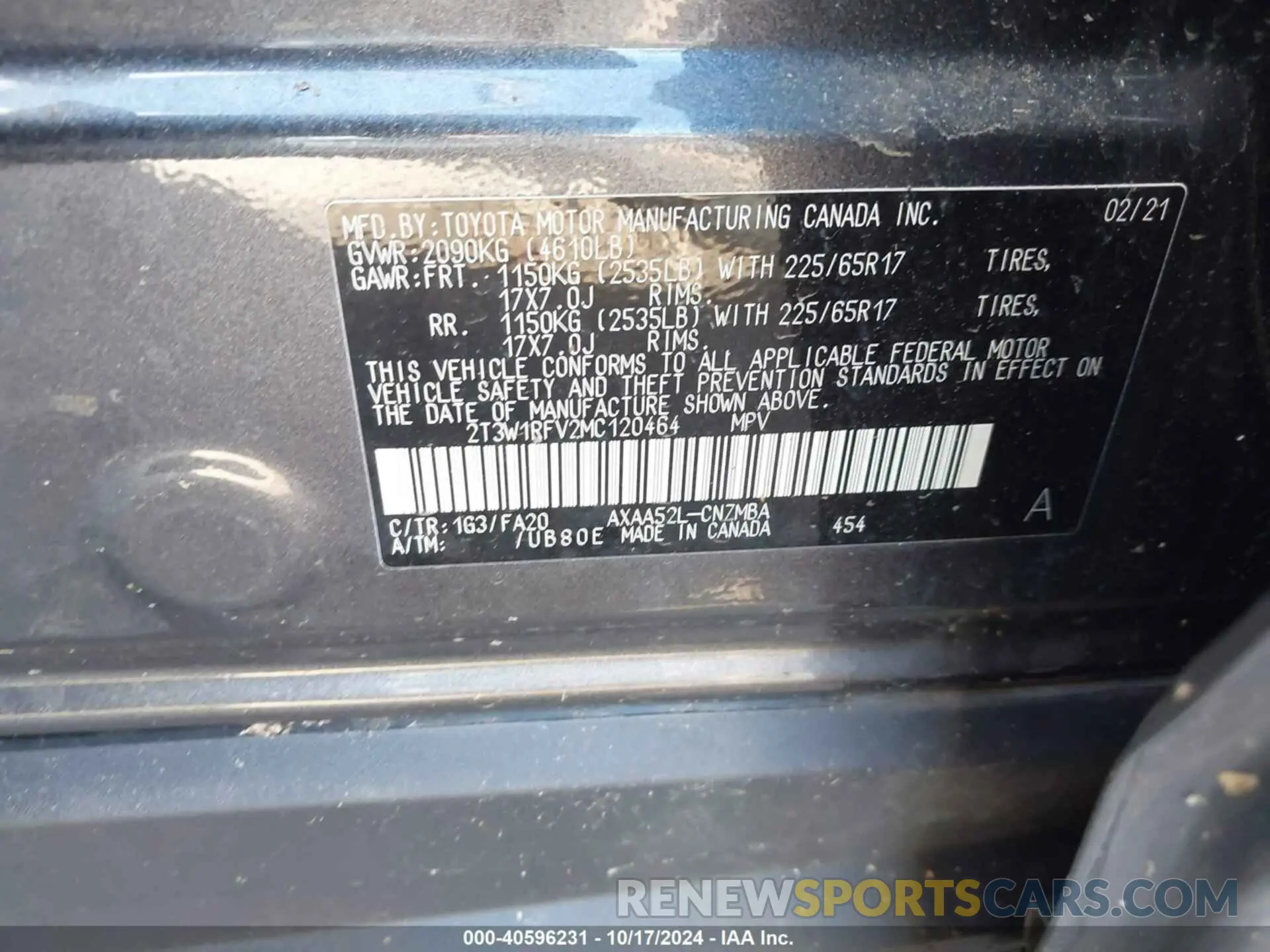 9 Photograph of a damaged car 2T3W1RFV2MC120464 TOYOTA RAV4 2021