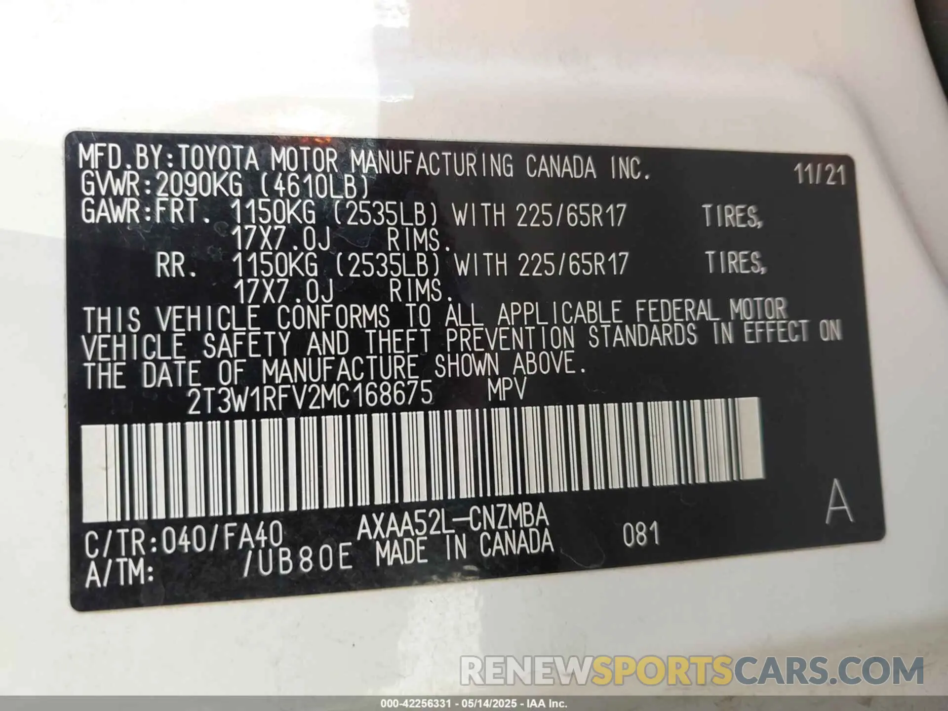 9 Photograph of a damaged car 2T3W1RFV2MC168675 TOYOTA RAV4 2021