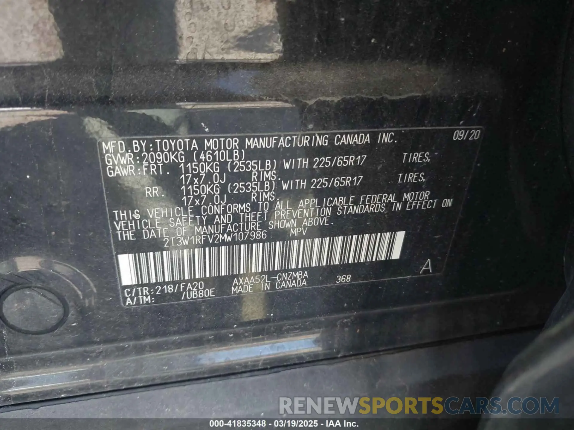 9 Photograph of a damaged car 2T3W1RFV2MW107986 TOYOTA RAV4 2021