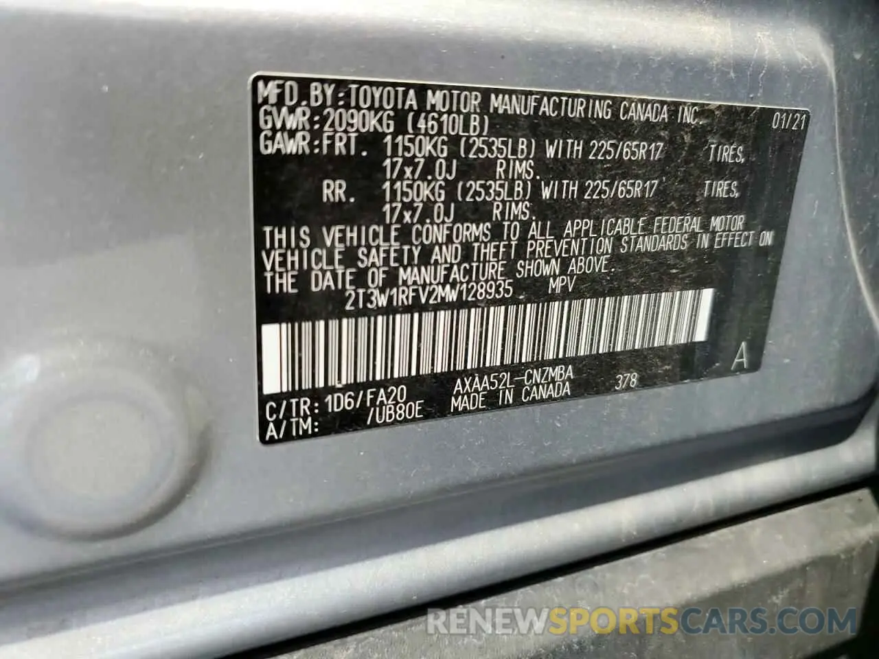 13 Photograph of a damaged car 2T3W1RFV2MW128935 TOYOTA RAV4 2021