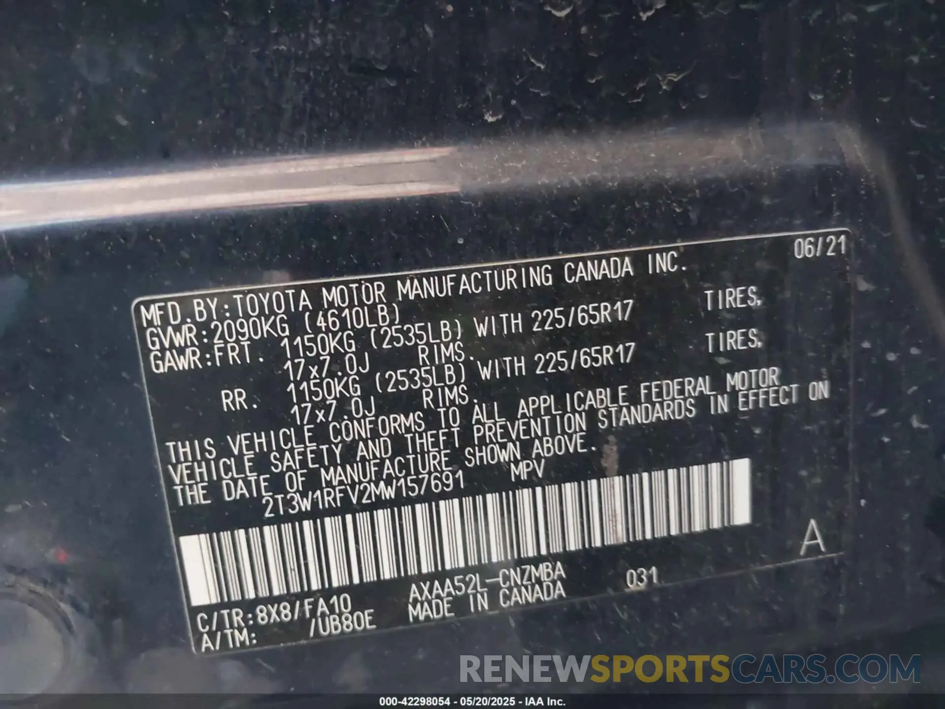 9 Photograph of a damaged car 2T3W1RFV2MW157691 TOYOTA RAV4 2021