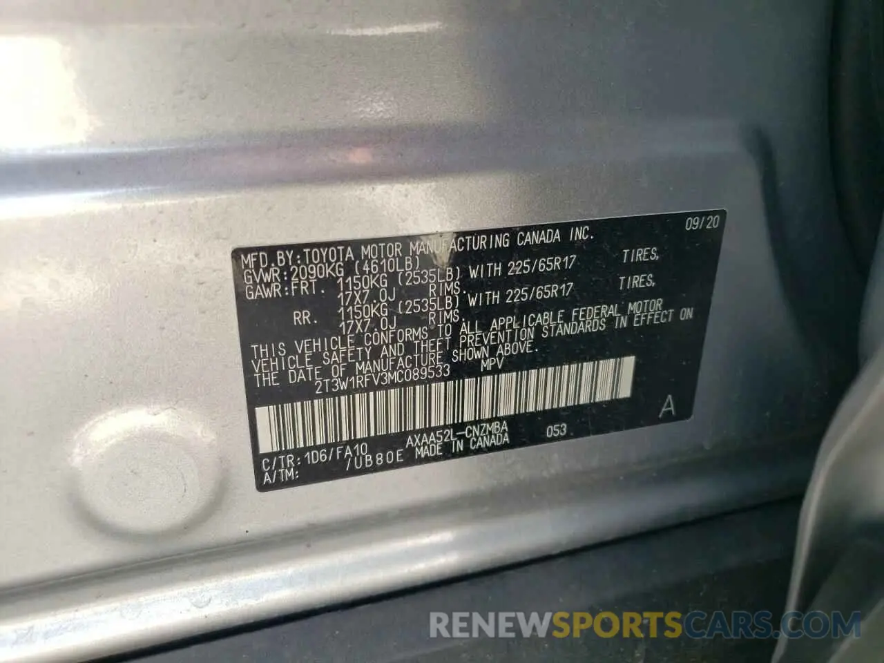 12 Photograph of a damaged car 2T3W1RFV3MC089533 TOYOTA RAV4 2021