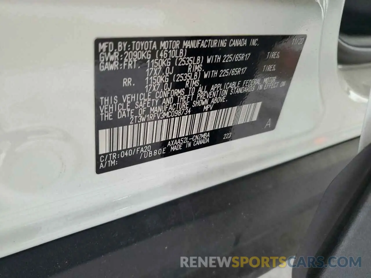 13 Photograph of a damaged car 2T3W1RFV3MC098734 TOYOTA RAV4 2021