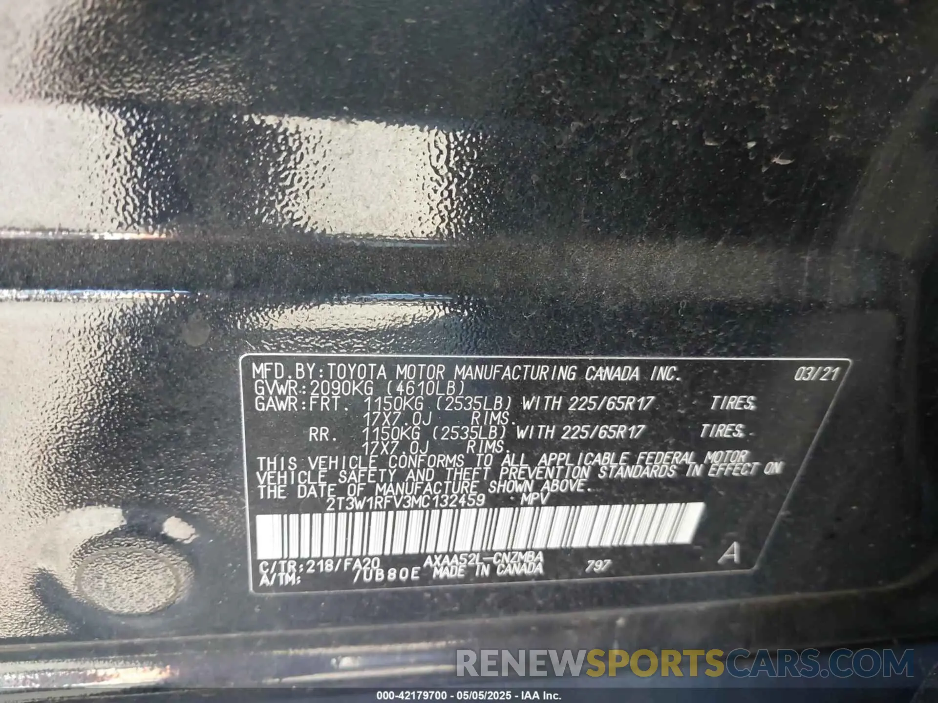 9 Photograph of a damaged car 2T3W1RFV3MC132459 TOYOTA RAV4 2021