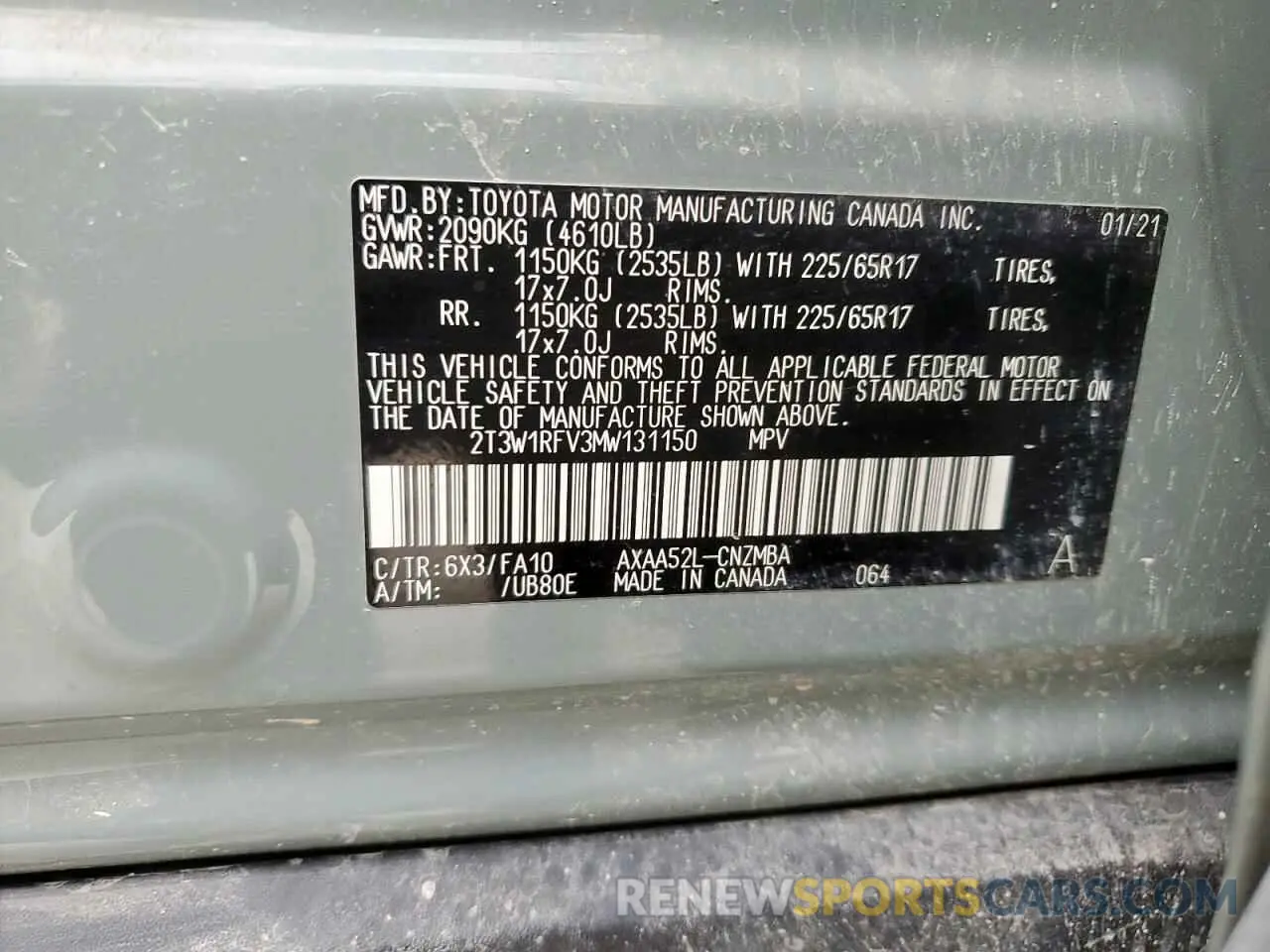 12 Photograph of a damaged car 2T3W1RFV3MW131150 TOYOTA RAV4 2021