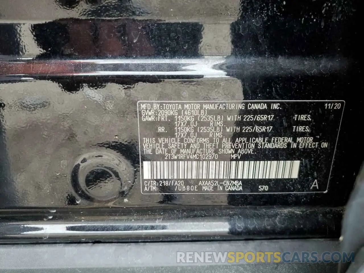 13 Photograph of a damaged car 2T3W1RFV4MC102970 TOYOTA RAV4 2021