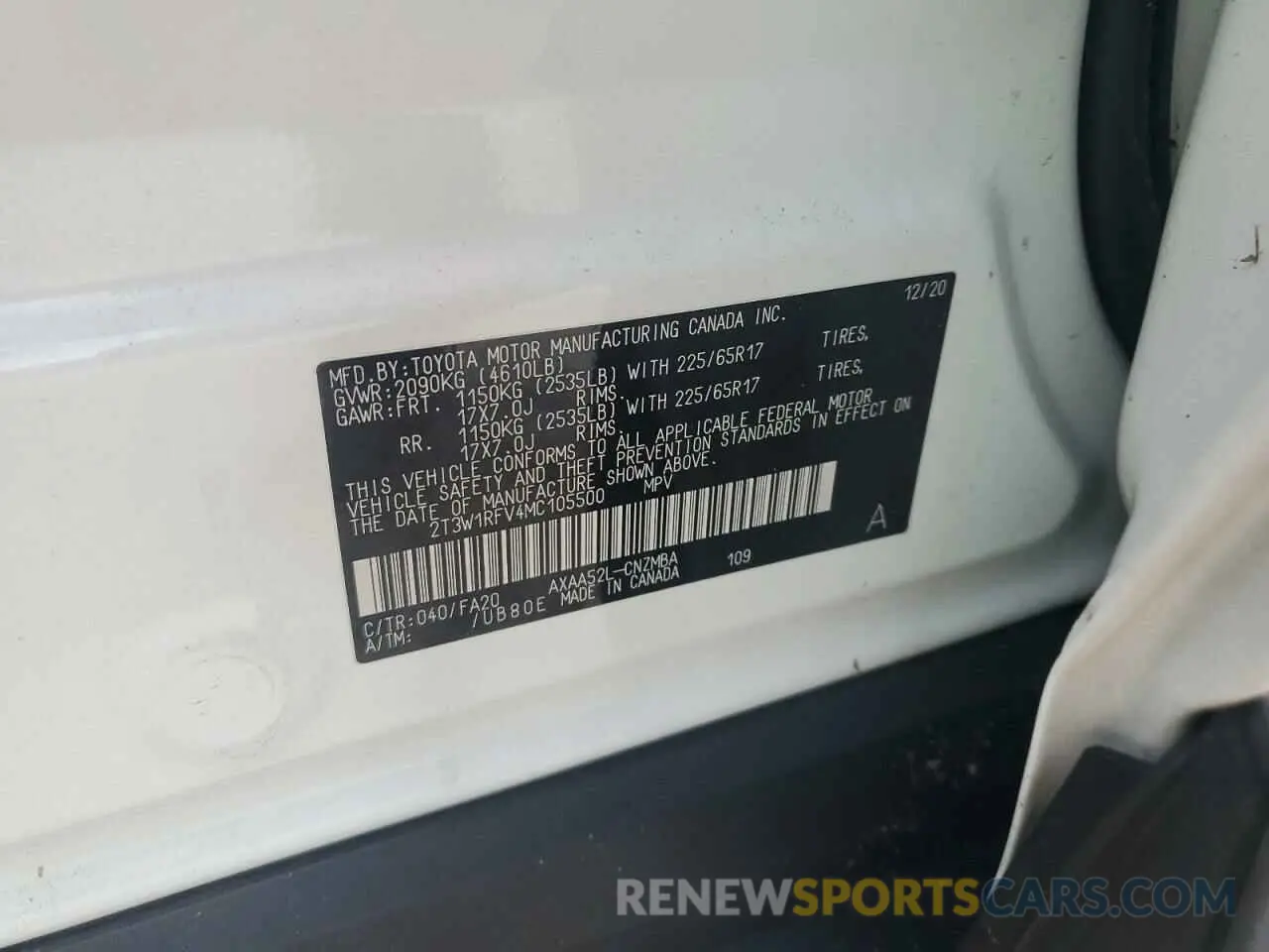 14 Photograph of a damaged car 2T3W1RFV4MC105500 TOYOTA RAV4 2021