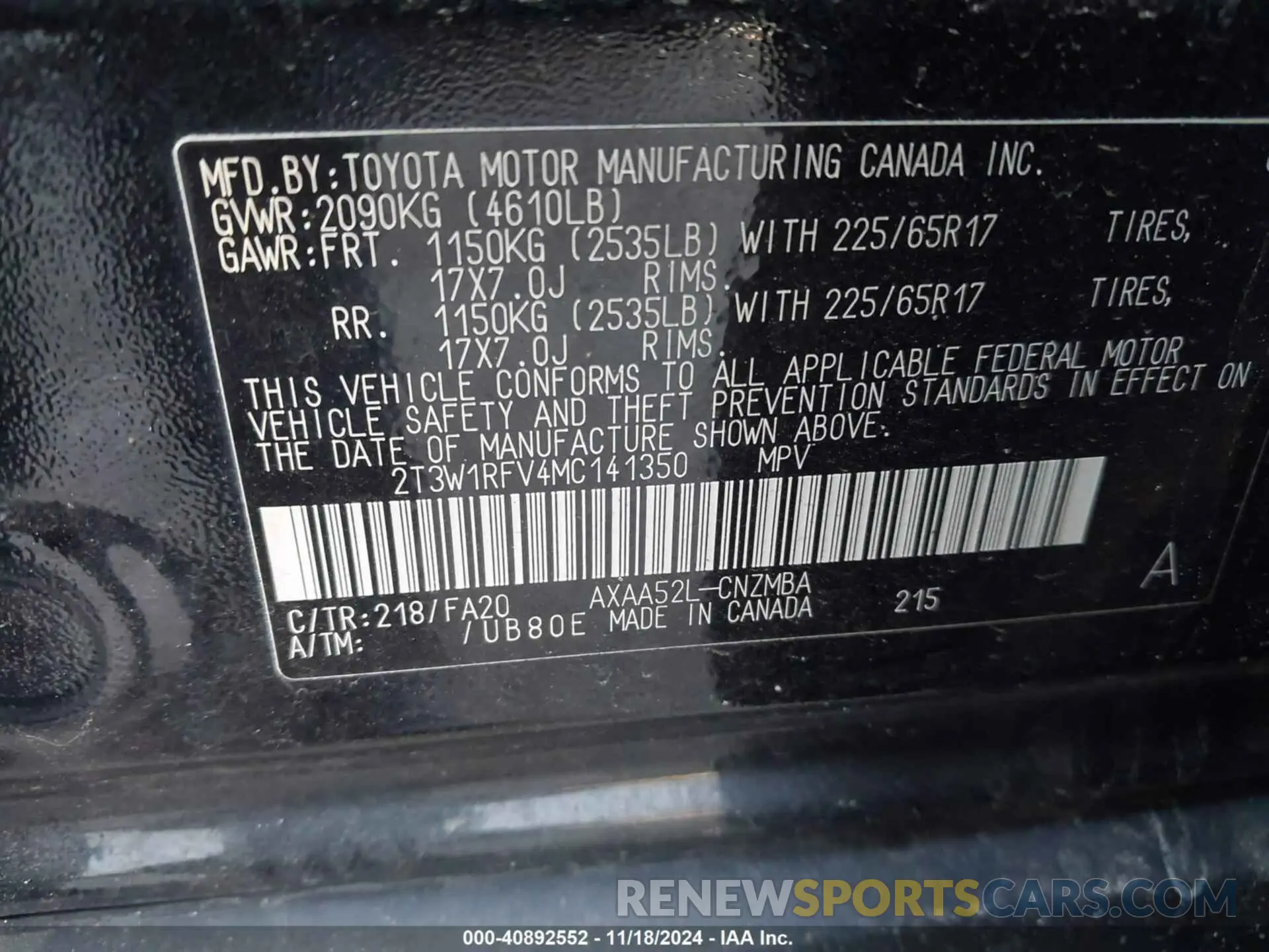 9 Photograph of a damaged car 2T3W1RFV4MC141350 TOYOTA RAV4 2021