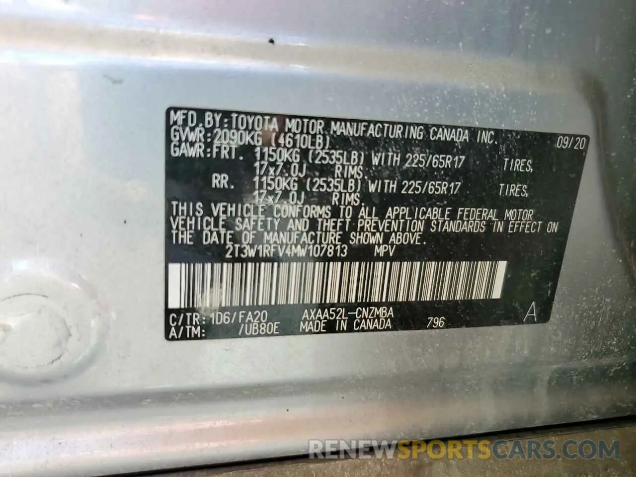 14 Photograph of a damaged car 2T3W1RFV4MW107813 TOYOTA RAV4 2021