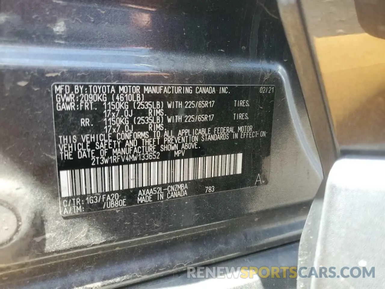 14 Photograph of a damaged car 2T3W1RFV4MW133652 TOYOTA RAV4 2021