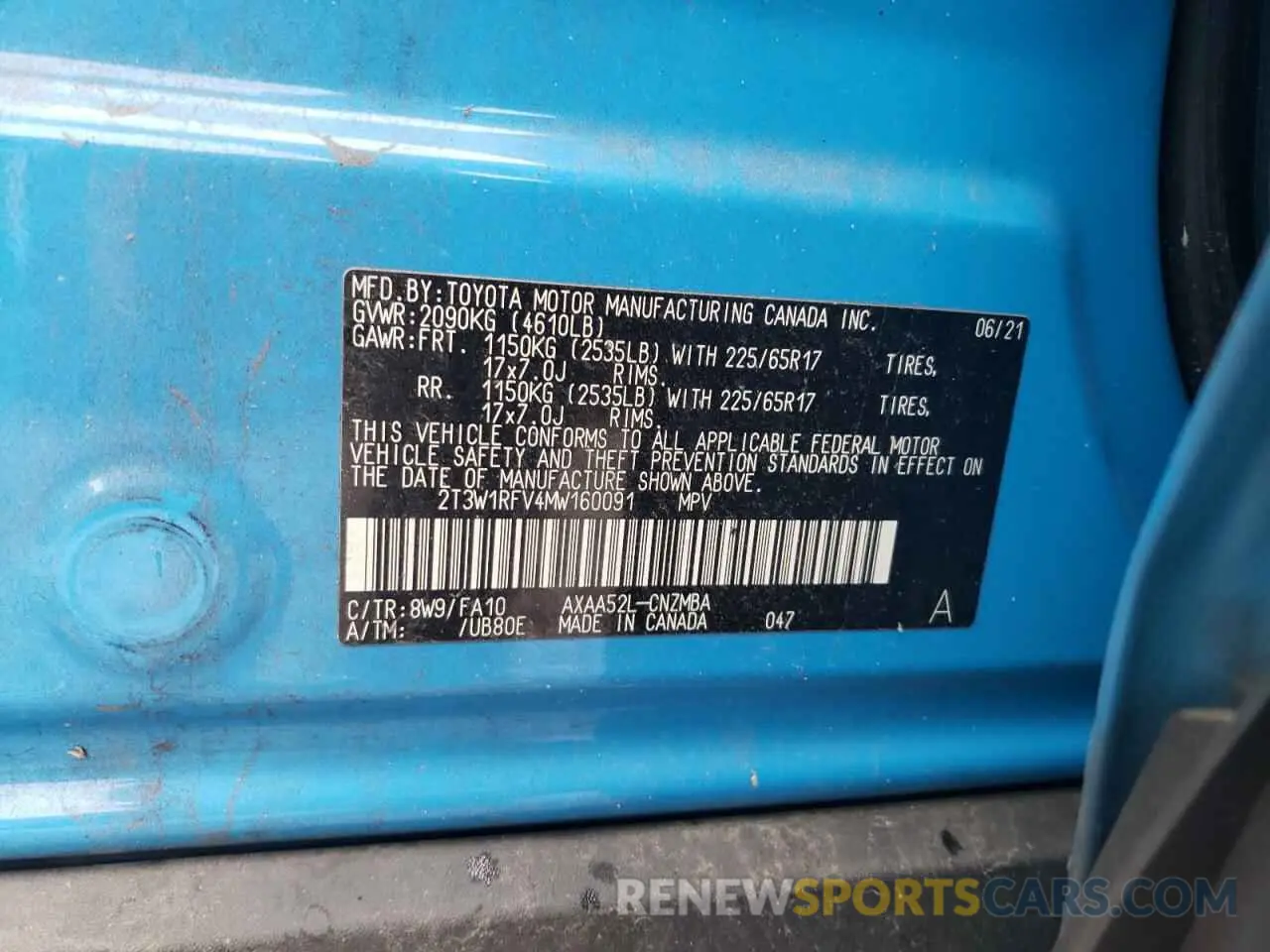 13 Photograph of a damaged car 2T3W1RFV4MW160091 TOYOTA RAV4 2021