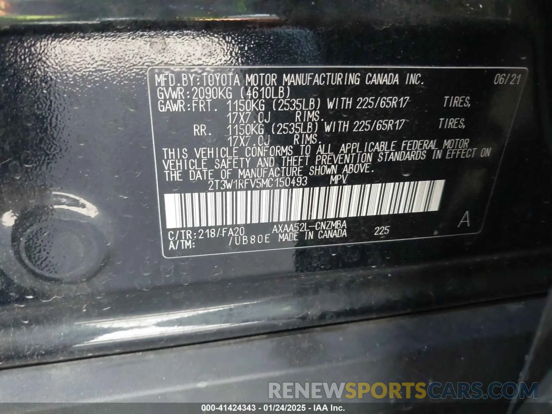 9 Photograph of a damaged car 2T3W1RFV5MC150493 TOYOTA RAV4 2021