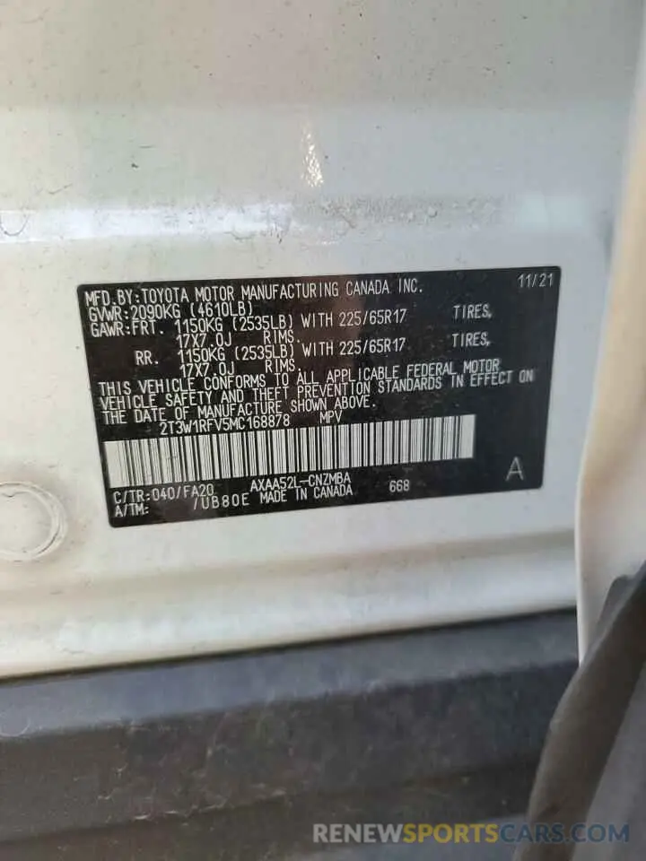 14 Photograph of a damaged car 2T3W1RFV5MC168878 TOYOTA RAV4 2021