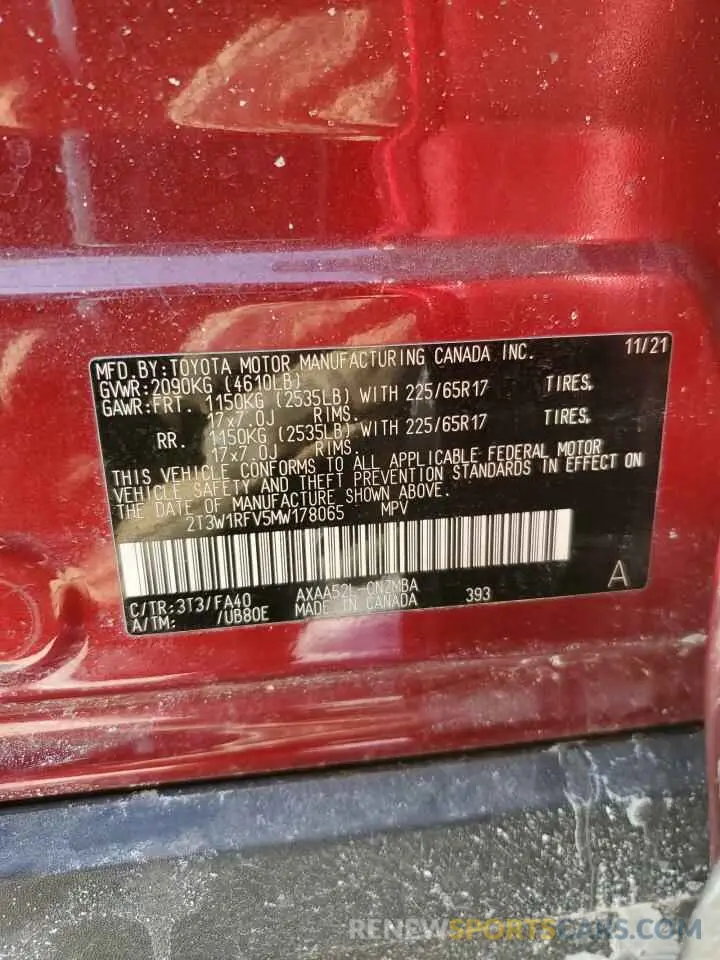 15 Photograph of a damaged car 2T3W1RFV5MW178065 TOYOTA RAV4 2021