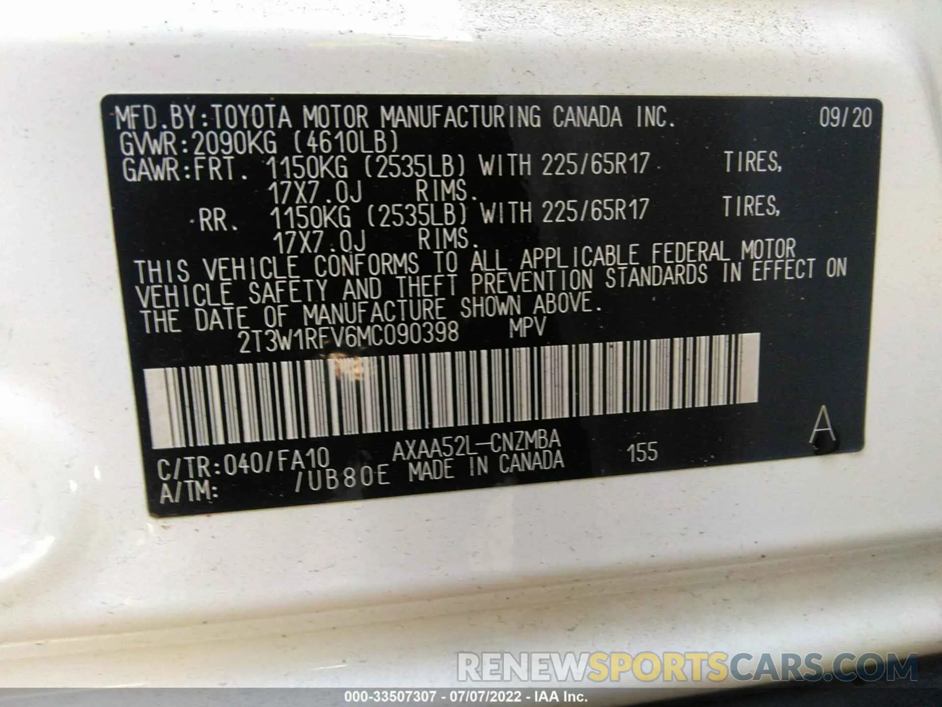 9 Photograph of a damaged car 2T3W1RFV6MC090398 TOYOTA RAV4 2021