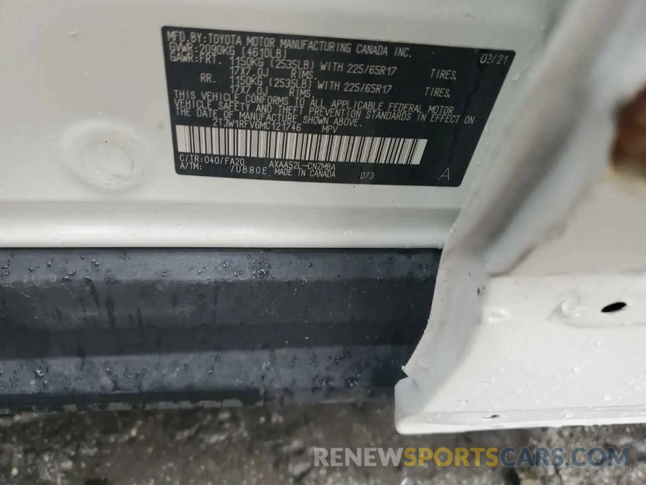 13 Photograph of a damaged car 2T3W1RFV6MC121746 TOYOTA RAV4 2021