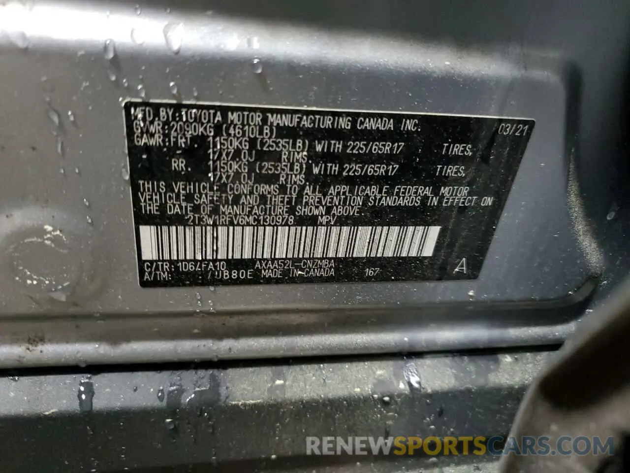 15 Photograph of a damaged car 2T3W1RFV6MC130978 TOYOTA RAV4 2021