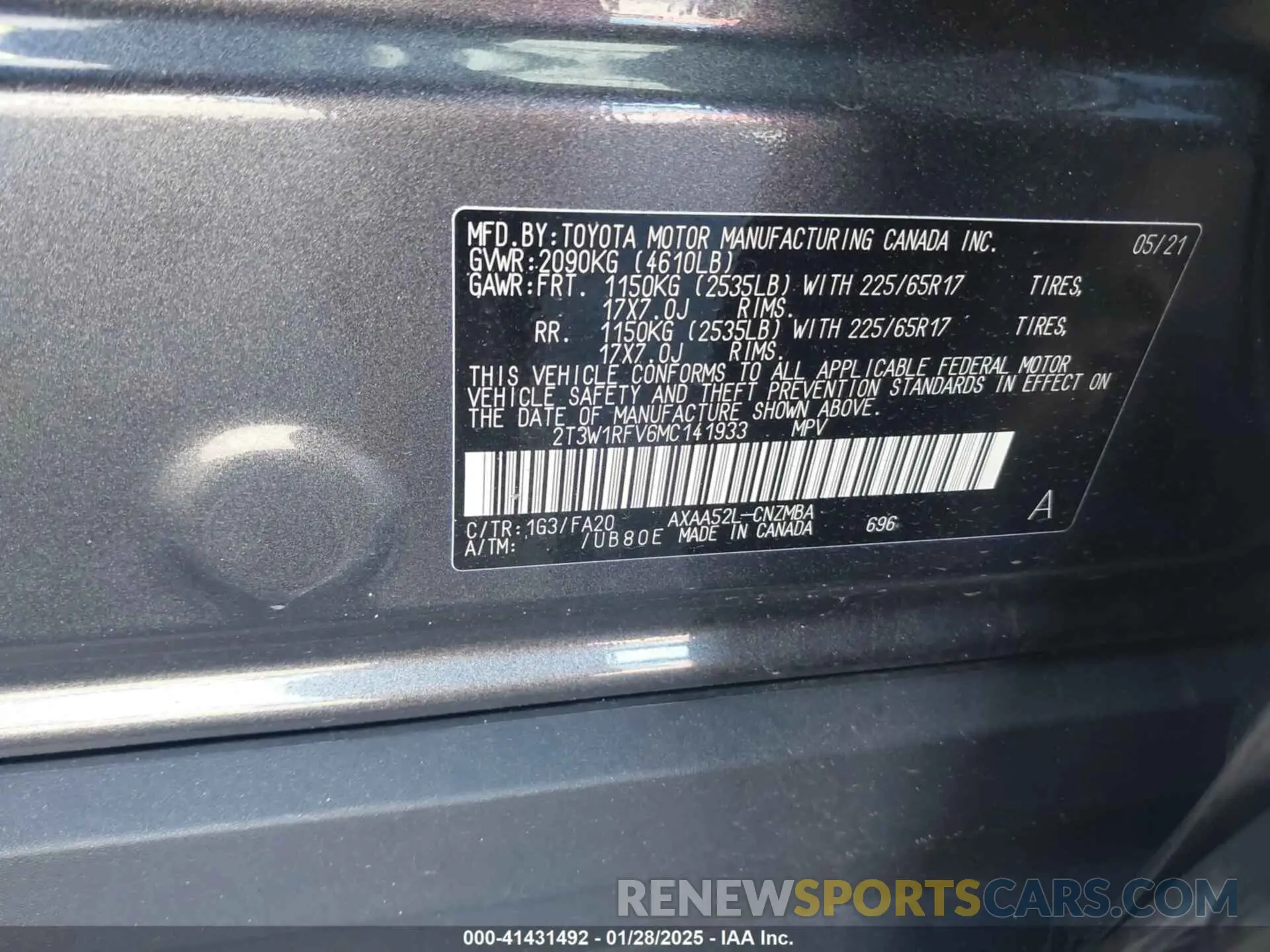 9 Photograph of a damaged car 2T3W1RFV6MC141933 TOYOTA RAV4 2021
