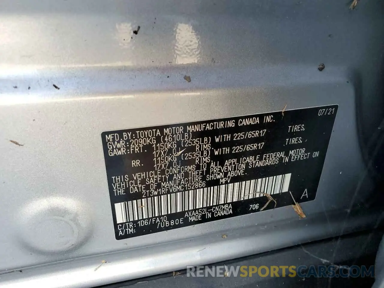 14 Photograph of a damaged car 2T3W1RFV6MC152866 TOYOTA RAV4 2021