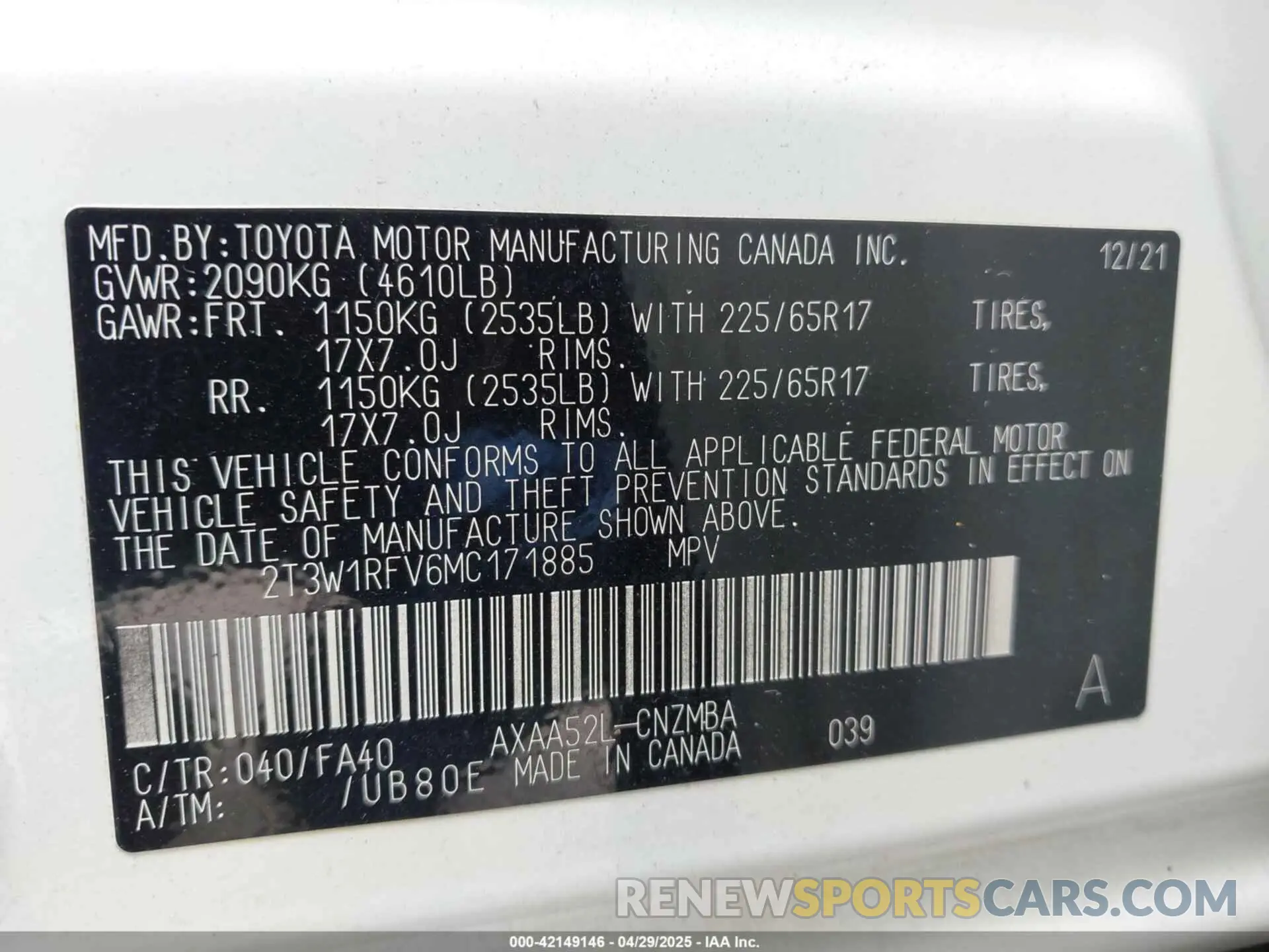 9 Photograph of a damaged car 2T3W1RFV6MC171885 TOYOTA RAV4 2021