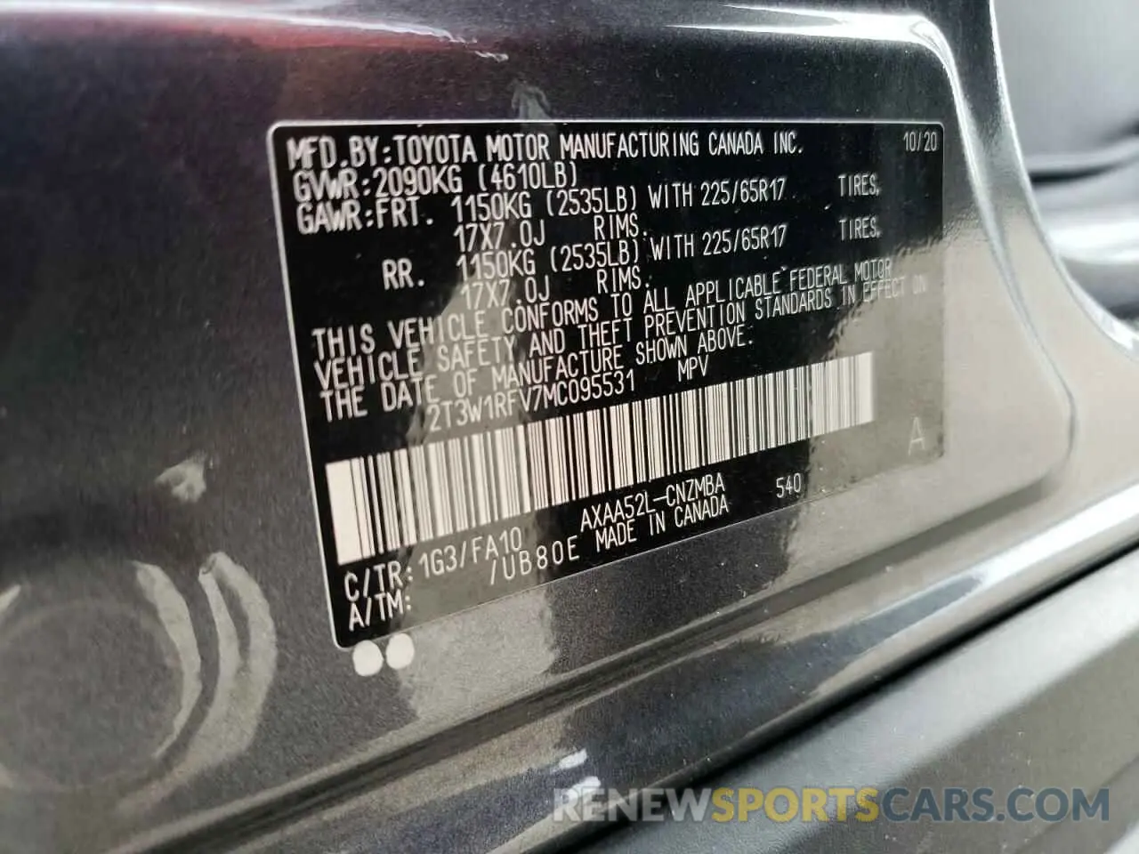 13 Photograph of a damaged car 2T3W1RFV7MC095531 TOYOTA RAV4 2021