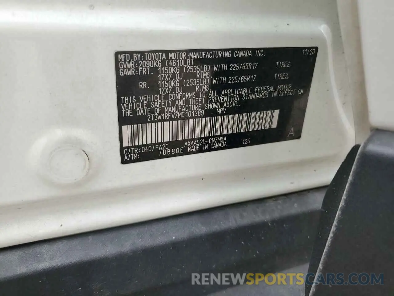 14 Photograph of a damaged car 2T3W1RFV7MC101389 TOYOTA RAV4 2021