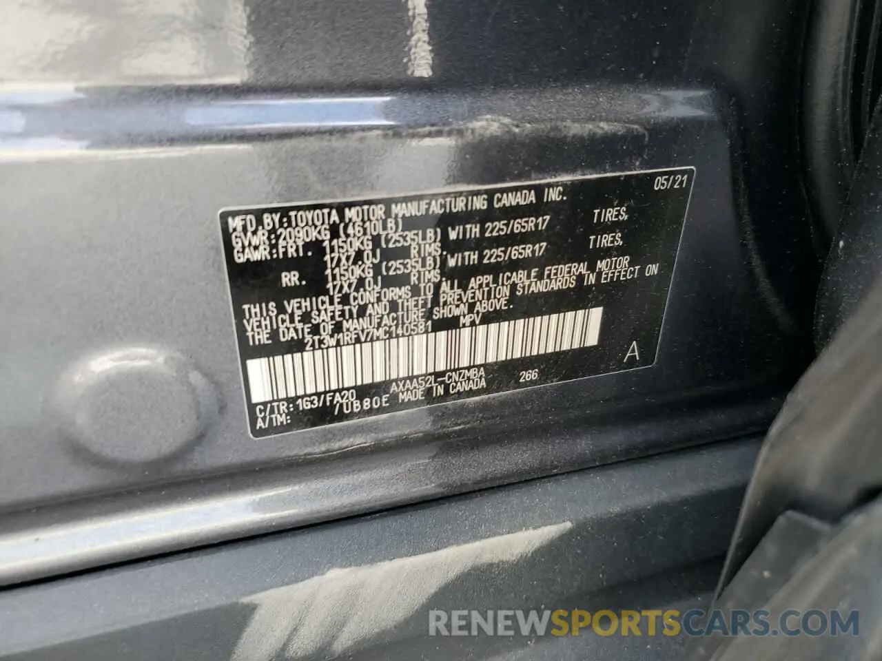 14 Photograph of a damaged car 2T3W1RFV7MC140581 TOYOTA RAV4 2021