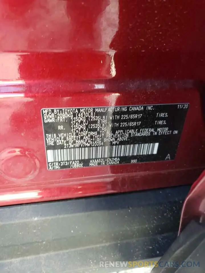 13 Photograph of a damaged car 2T3W1RFV7MW120054 TOYOTA RAV4 2021
