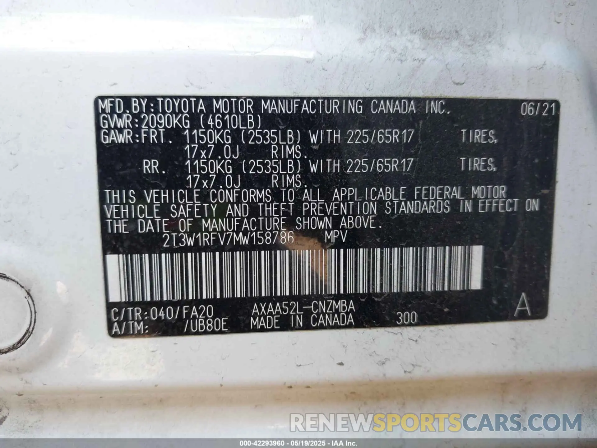 9 Photograph of a damaged car 2T3W1RFV7MW158786 TOYOTA RAV4 2021