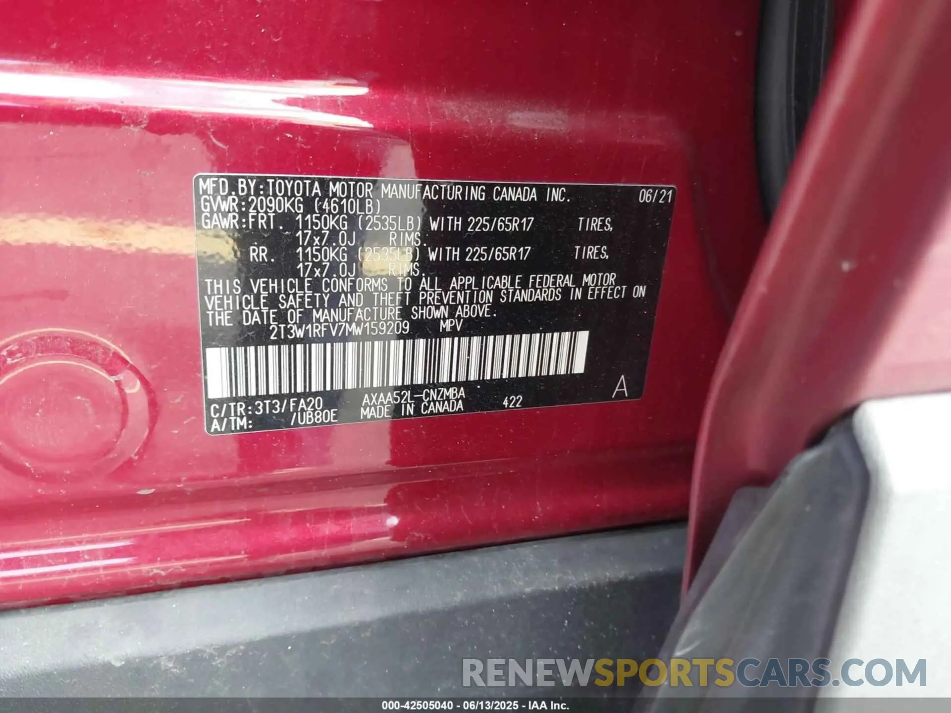 9 Photograph of a damaged car 2T3W1RFV7MW159209 TOYOTA RAV4 2021