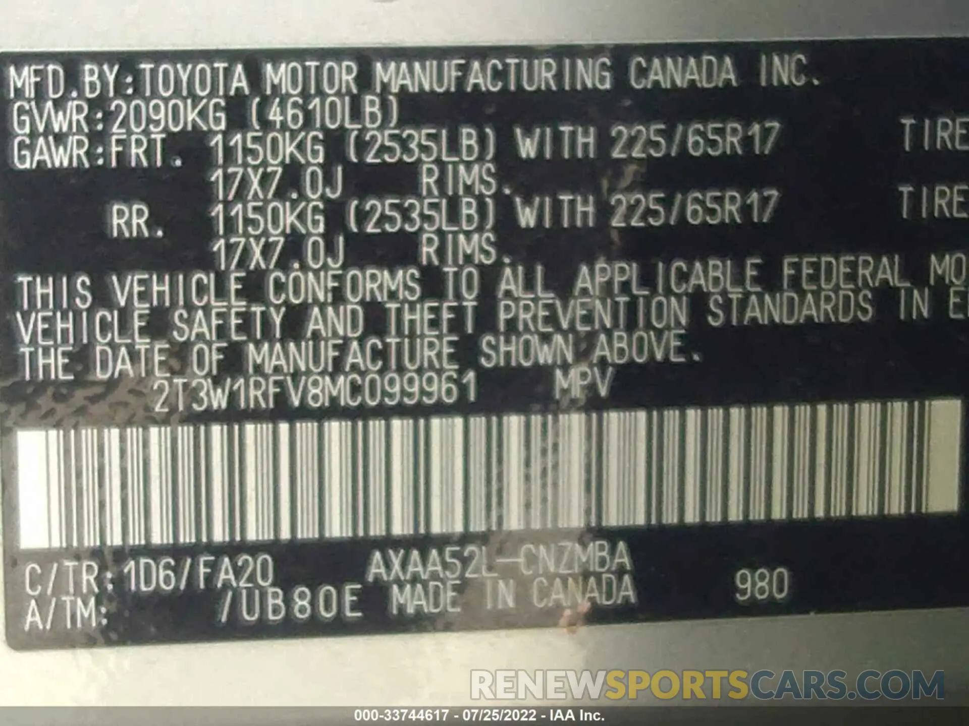 9 Photograph of a damaged car 2T3W1RFV8MC099961 TOYOTA RAV4 2021