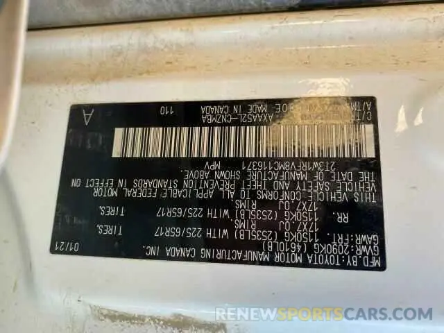 10 Photograph of a damaged car 2T3W1RFV8MC116371 TOYOTA RAV4 2021