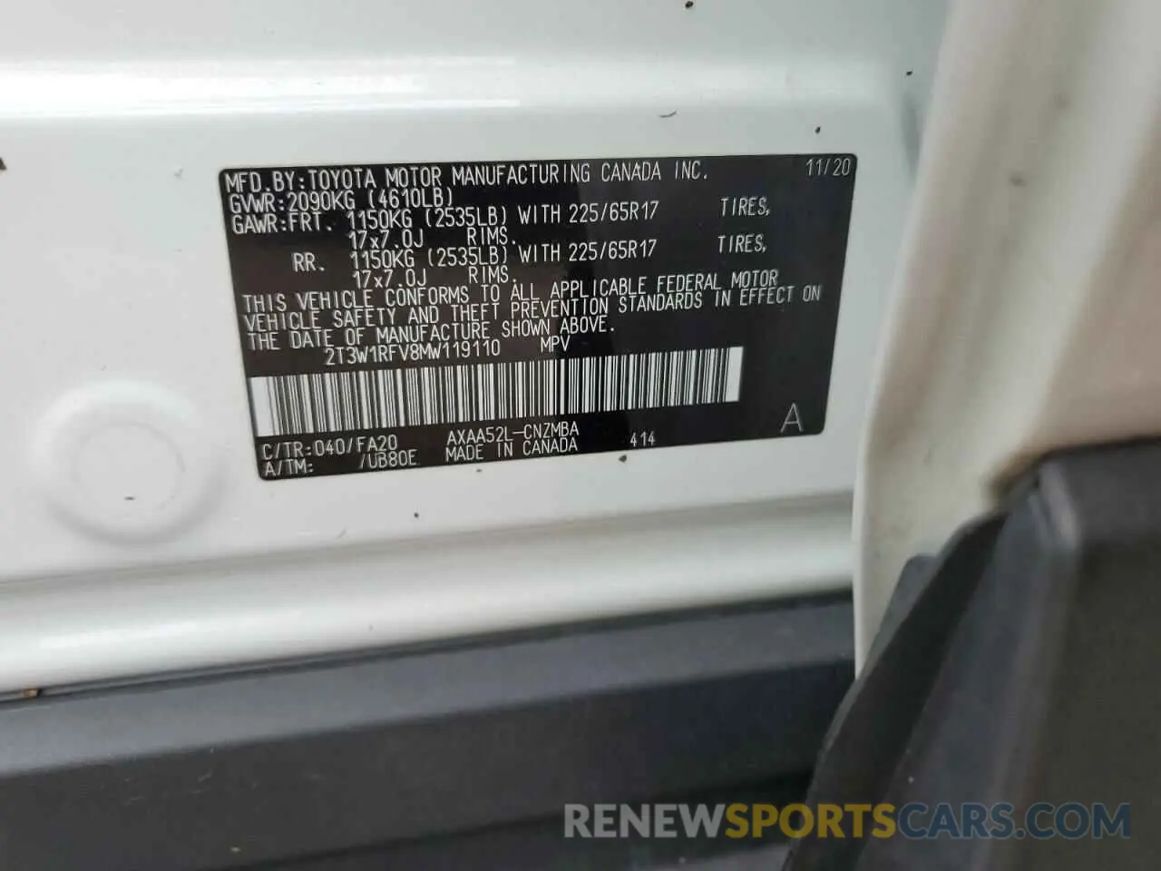 14 Photograph of a damaged car 2T3W1RFV8MW119110 TOYOTA RAV4 2021