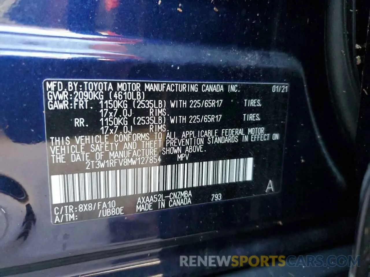 14 Photograph of a damaged car 2T3W1RFV8MW127854 TOYOTA RAV4 2021